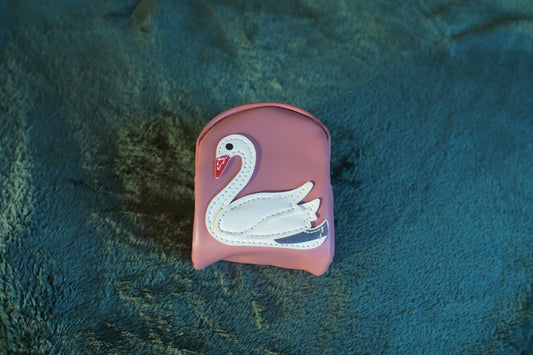 Leather Swan Mini Coin Keychain Swan Luxury Goods