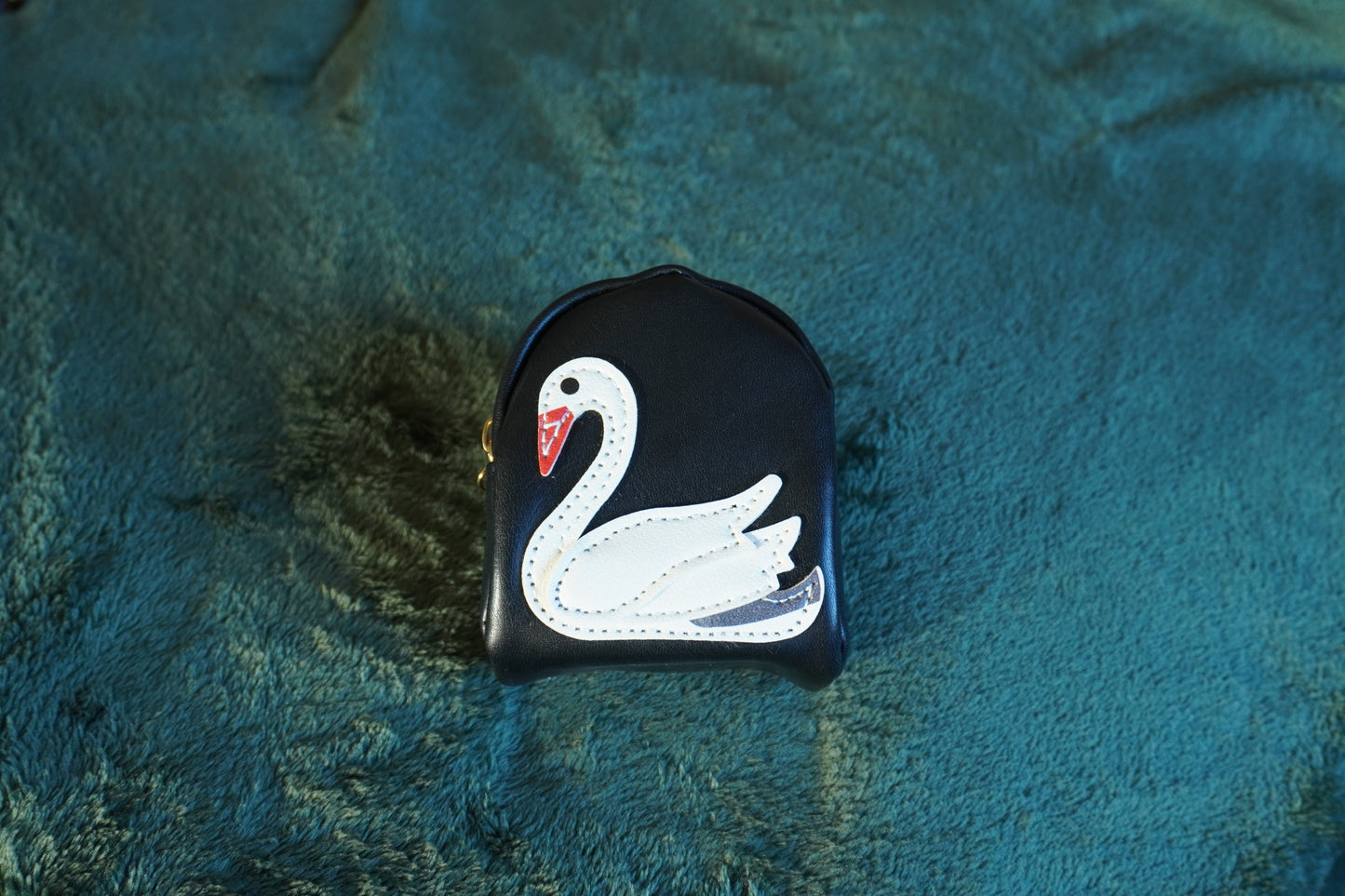 Leather Swan Mini Coin Keychain Swan Luxury Goods