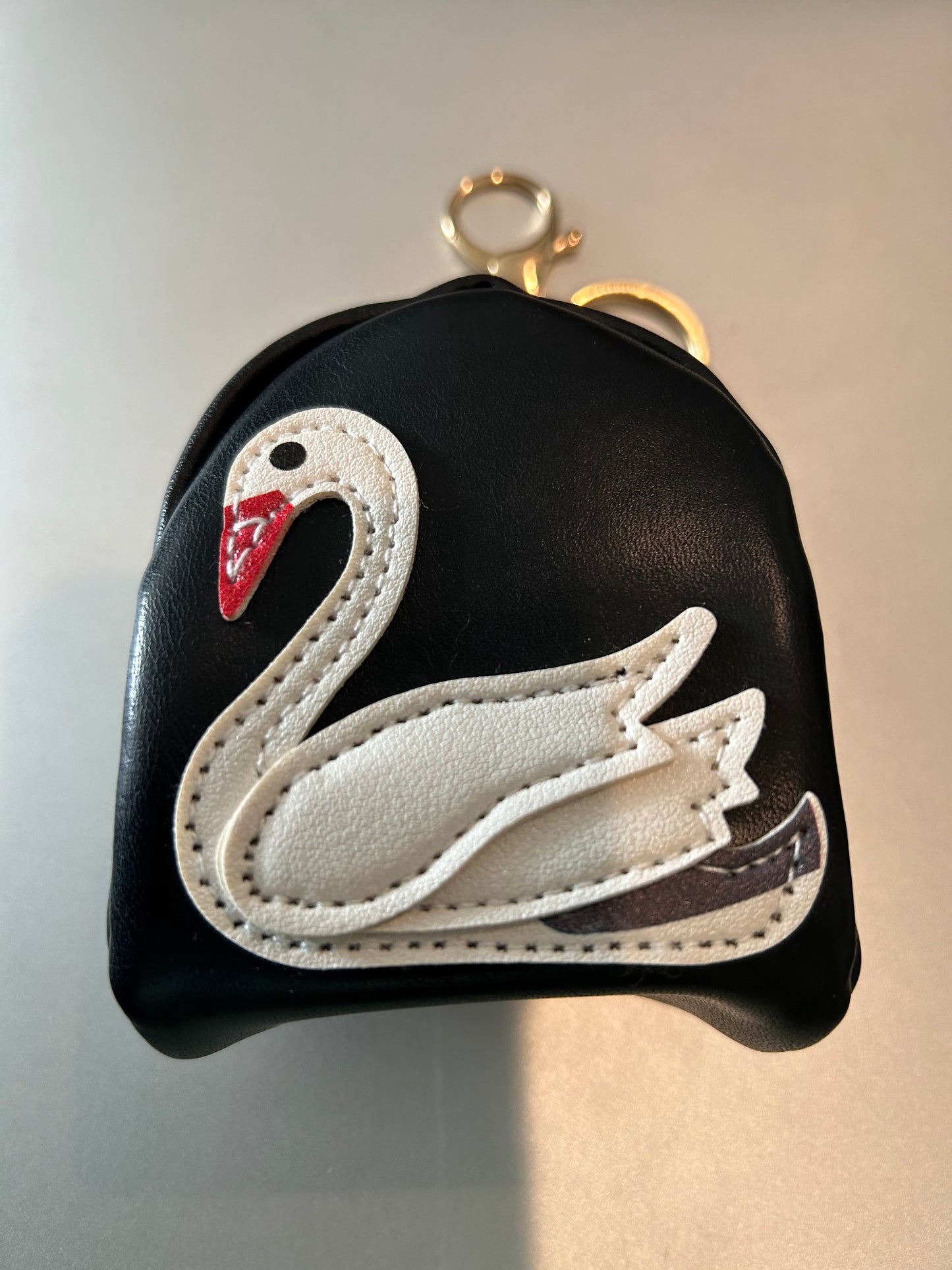 Leather Swan Mini Coin Keychain Swan Luxury Goods