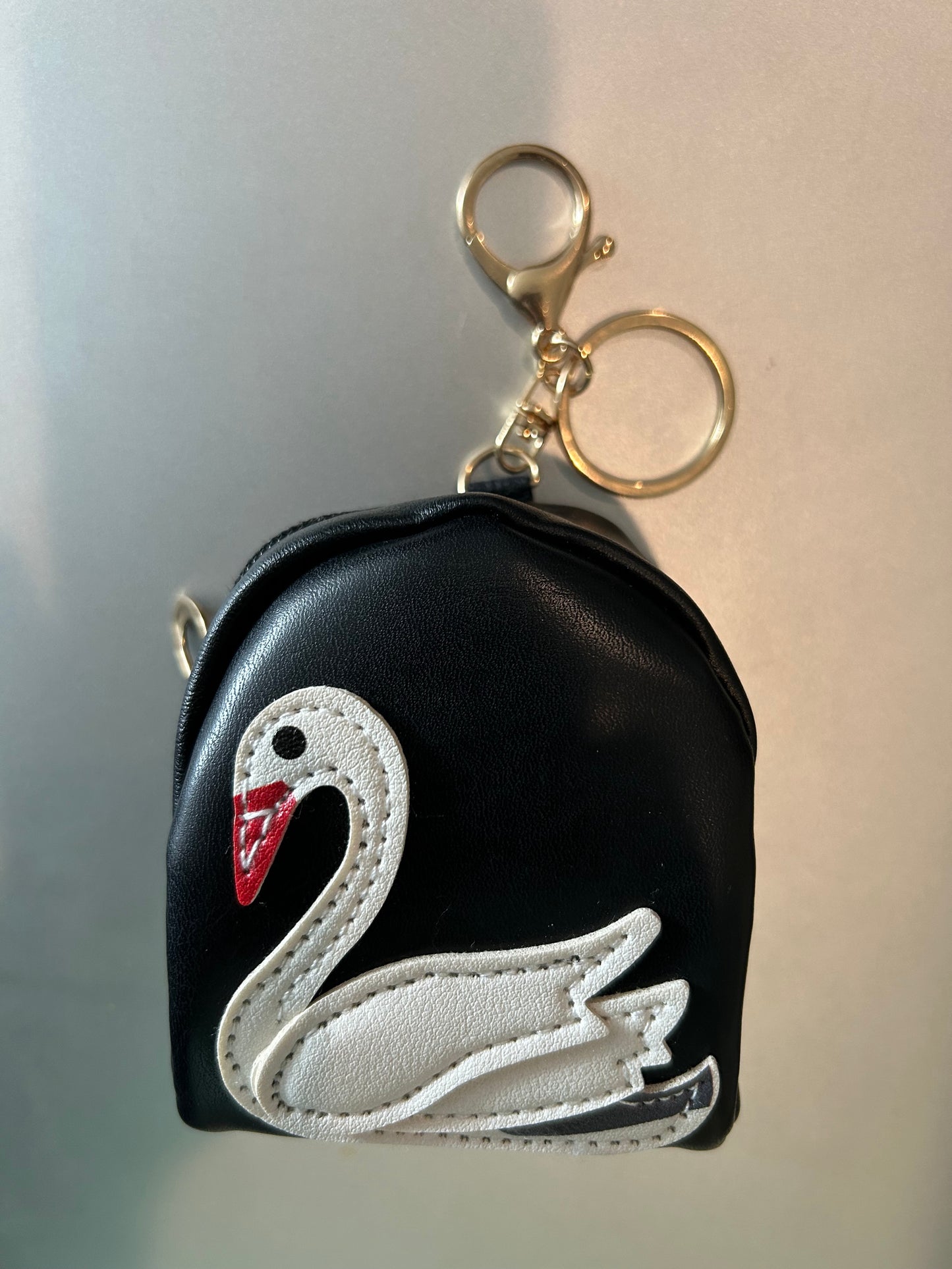 Leather Swan Mini Coin Keychain Swan Luxury Goods