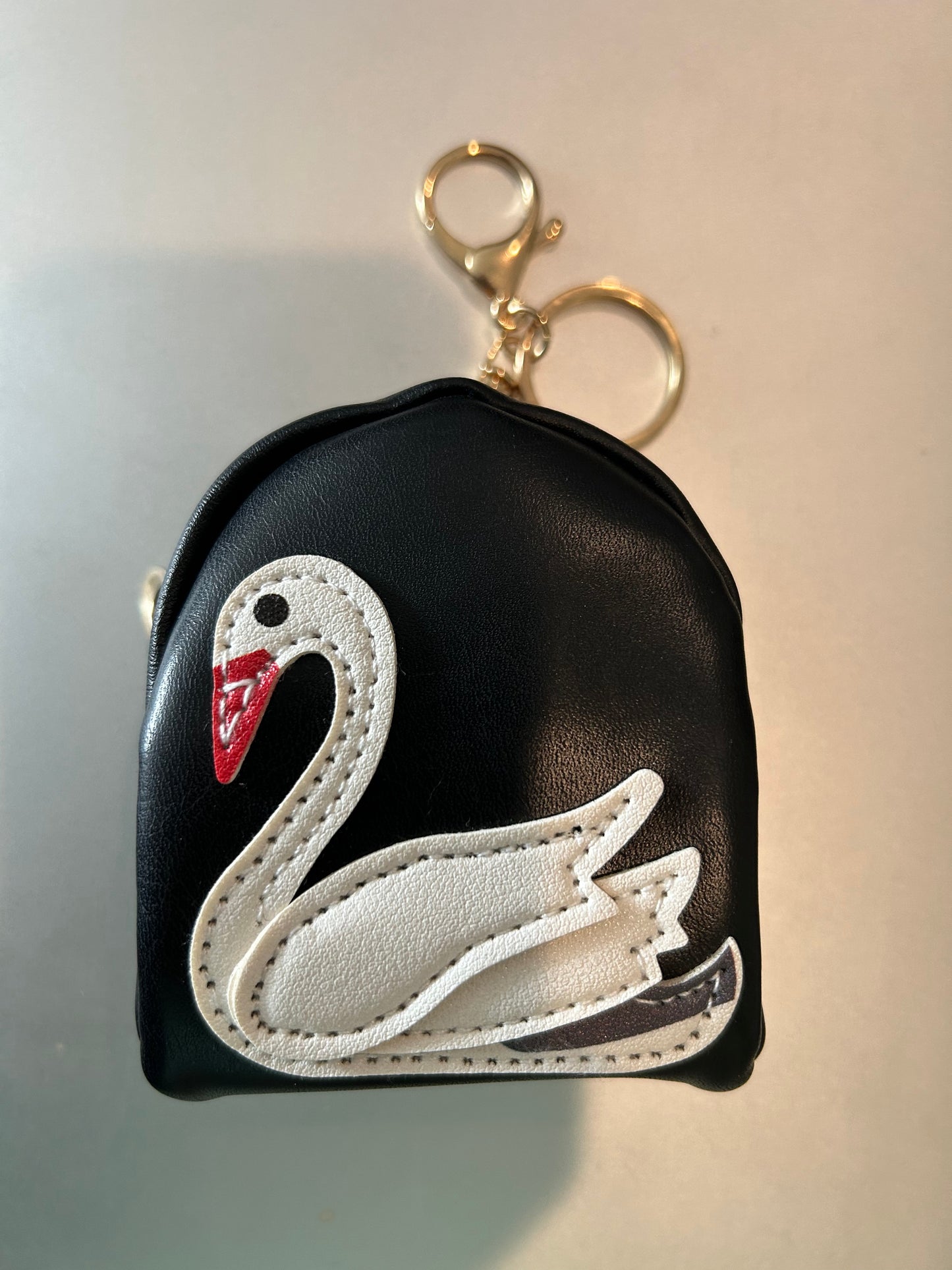 Leather Swan Mini Coin Keychain Swan Luxury Goods